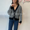 Gilet Alba noir et blanc motif chevron femme – Alive Store