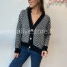 Gilet Alba noir et blanc motif chevron femme – Alive Store