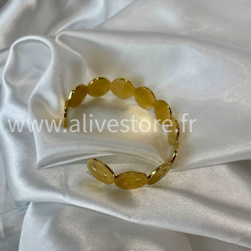 Bracelet médailles soleil doré acier inoxydable femme – Alive Store