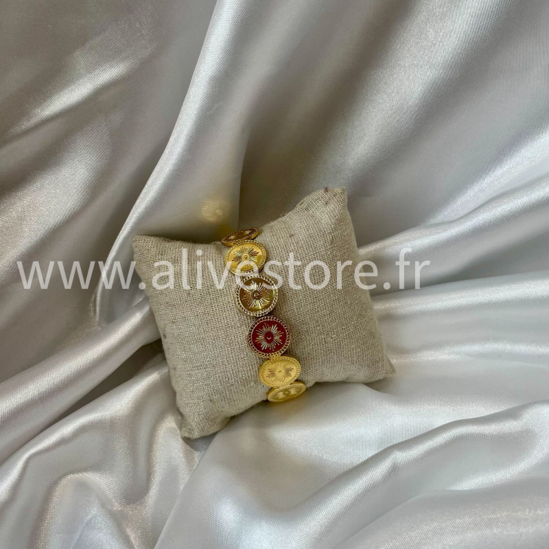 Bracelet médailles soleil doré acier inoxydable femme – Alive Store