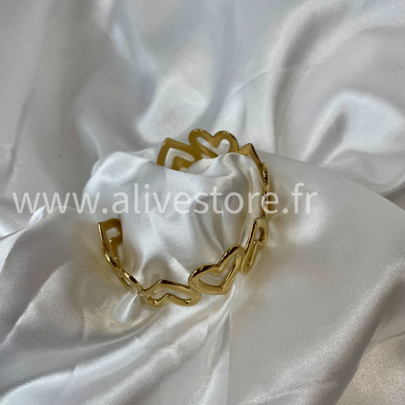 Bracelet cœurs doré acier inoxydable femme – Alive Store