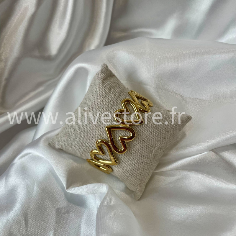 Bracelet cœurs doré acier inoxydable femme – Alive Store