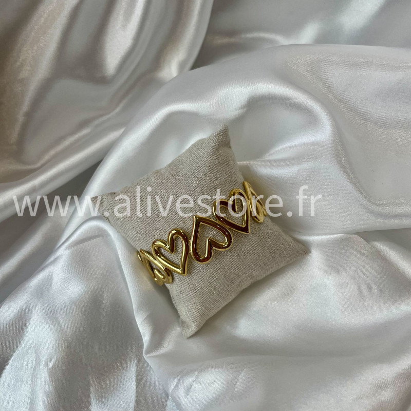 Bracelet cœurs doré acier inoxydable femme – Alive Store