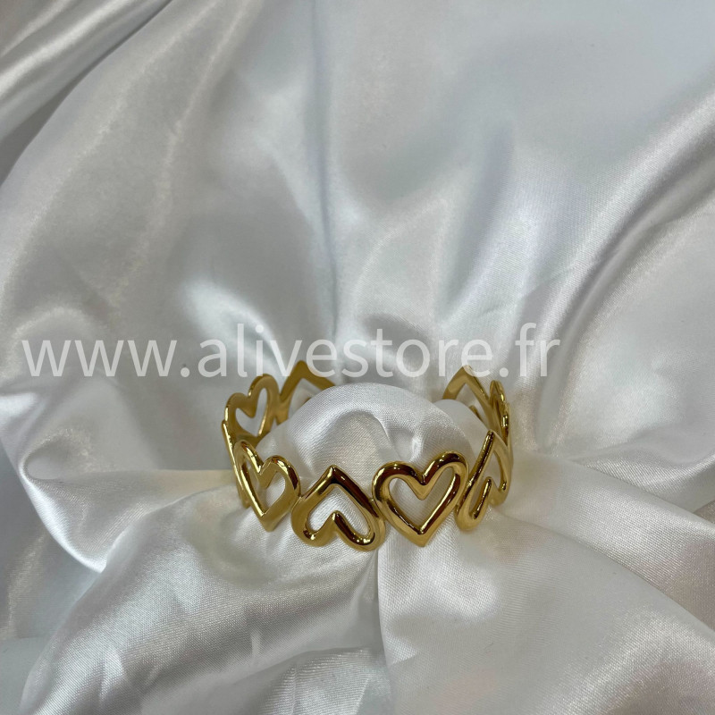 Bracelet cœurs doré acier inoxydable femme – Alive Store
