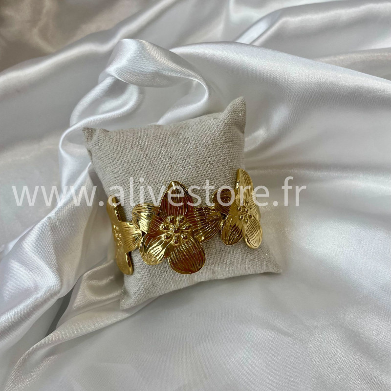Bracelet fleurs doré acier inoxydable femme – Alive Store
