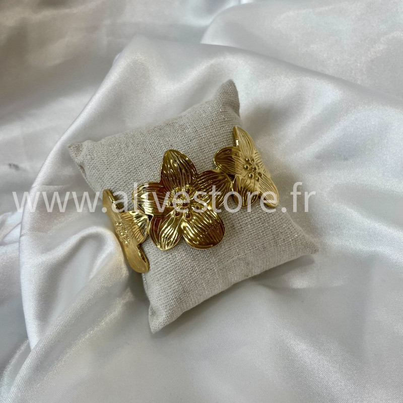 Bracelet fleurs doré acier inoxydable femme – Alive Store