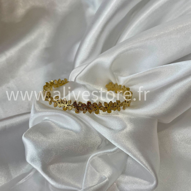Bracelet fleurs doré acier inoxydable femme – Alive Store