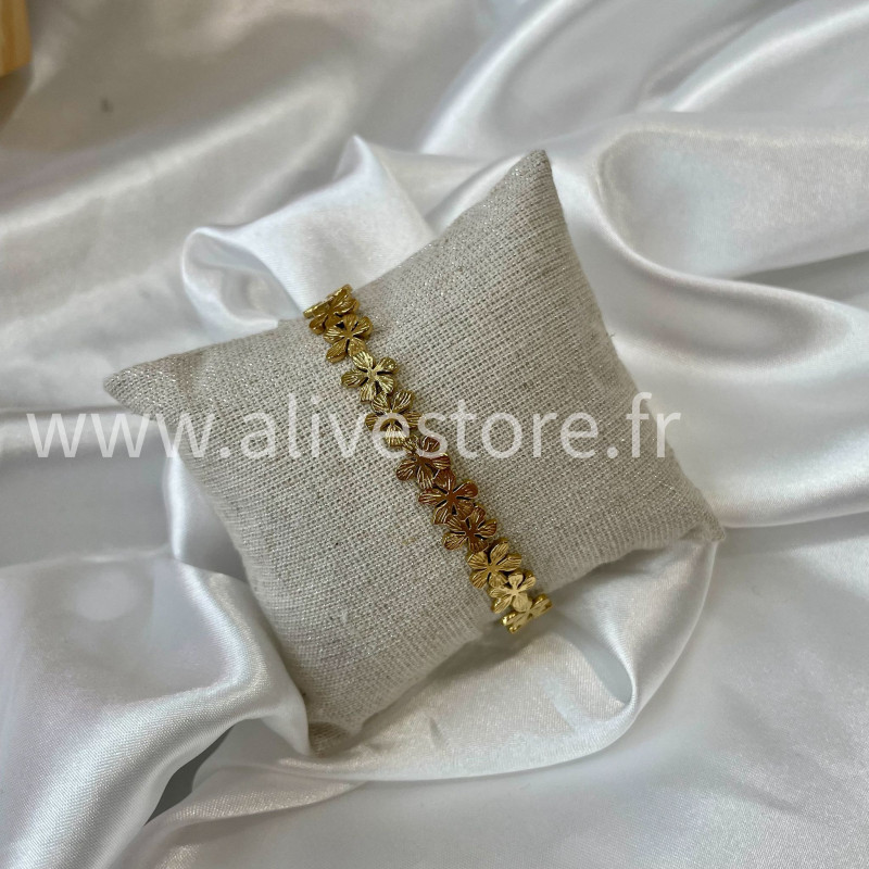 Bracelet fleurs doré acier inoxydable femme – Alive Store