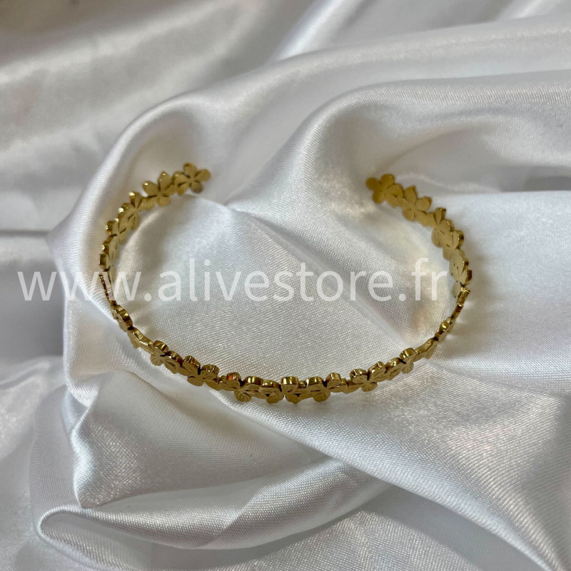 Bracelet fleurs doré acier inoxydable femme – Alive Store