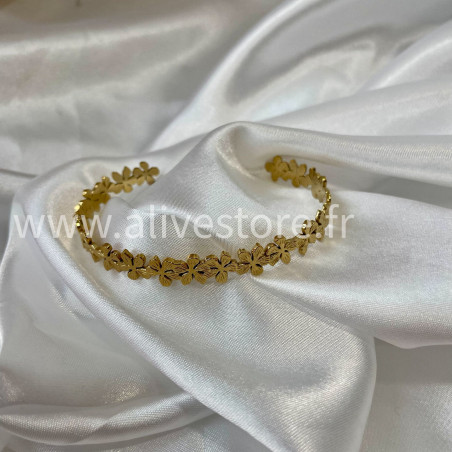 Bracelet fleurs doré acier inoxydable femme – Alive Store