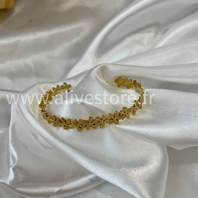 Bracelet fleurs doré acier inoxydable femme – Alive Store