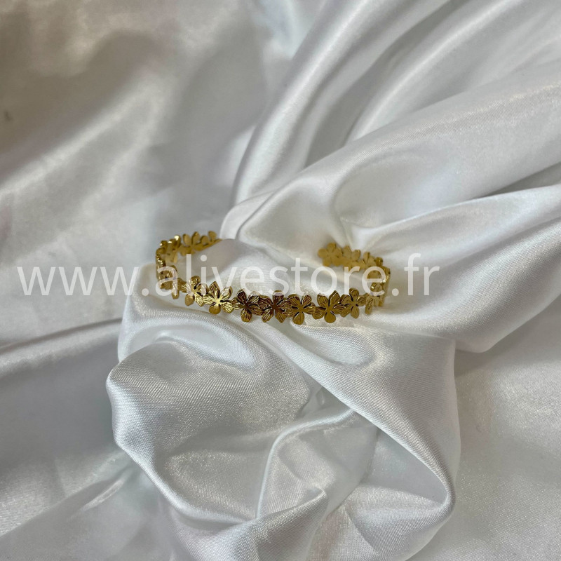 Bracelet fleurs doré acier inoxydable femme – Alive Store